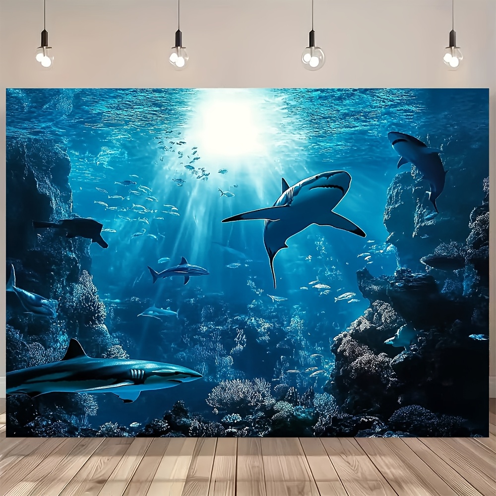Ocean Aquarium - Tapestry Dinding Hiu Laut Dalam yang